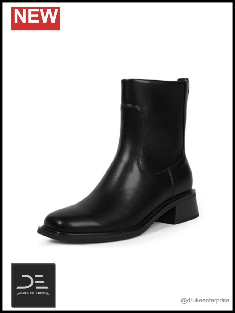 Women's Square Toe Low Heel Faux Leather Ankle Boots